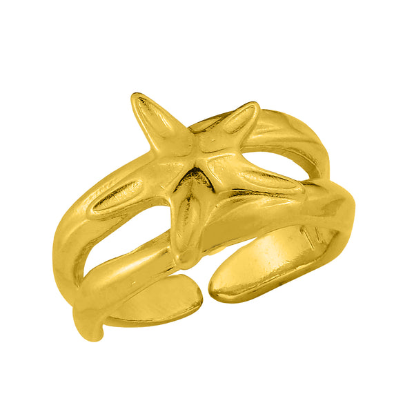 Δαχτυλίδι Από Ορείχαλκο Επιχρυσωμένο 24K Με Αστερία KPF30270