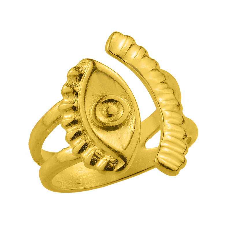 Δαχτυλίδι Από Ορείχαλκο Επιχρυσωμένο Με Ματάκι KPF34248 - Kosmimatakia