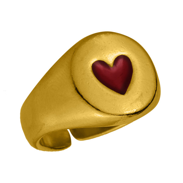 Δαχτυλίδι Από Ορείχαλκο Επιχρυσωμένο Με Καρδιά KPF38556 - Kosmimatakia