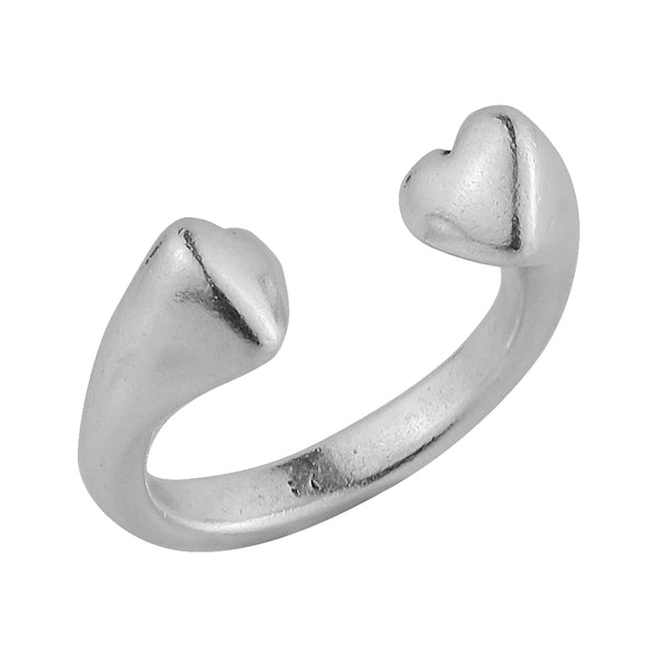 Δαχτυλίδι Από Ορείχαλκο Επαργυρωμένο Καρδιές KPF38754