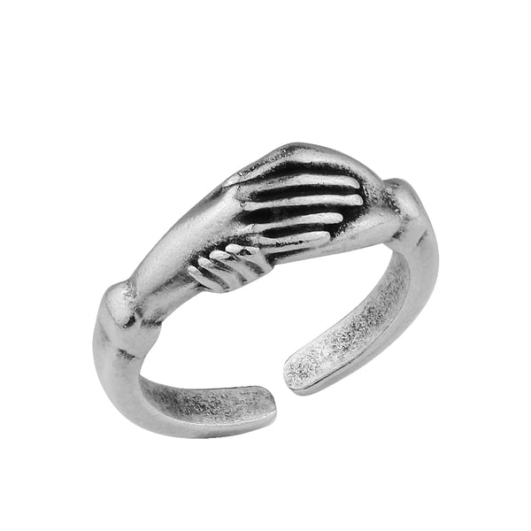 Δαχτυλίδι Από Ορείχαλκο Επαργυρωμένο Ενωμένα Χέρια KPF38779