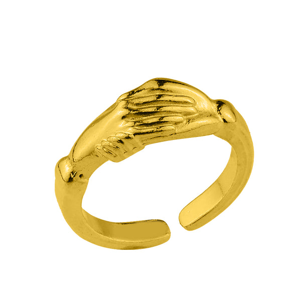 Δαχτυλίδι Από Ορείχαλκο Επιχρυσωμένο 24Κ Ενωμένα Χέρια KPF38780
